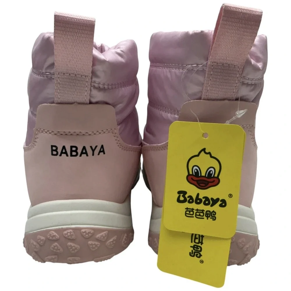 Babaya Kids Girls Pink Winter Snow Boots Faux‎ Fur Lined Size US 1 EUR 32 New